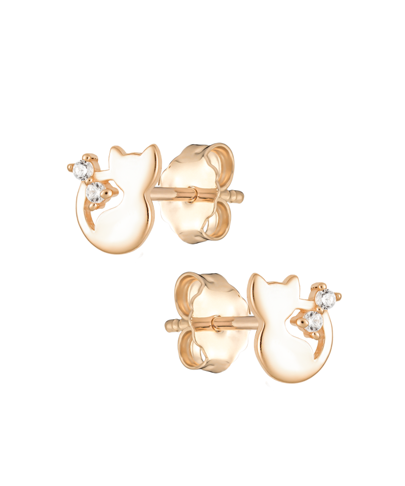 Auksiniai auskarai su cirkoniais "Katinas"  - Goldinga