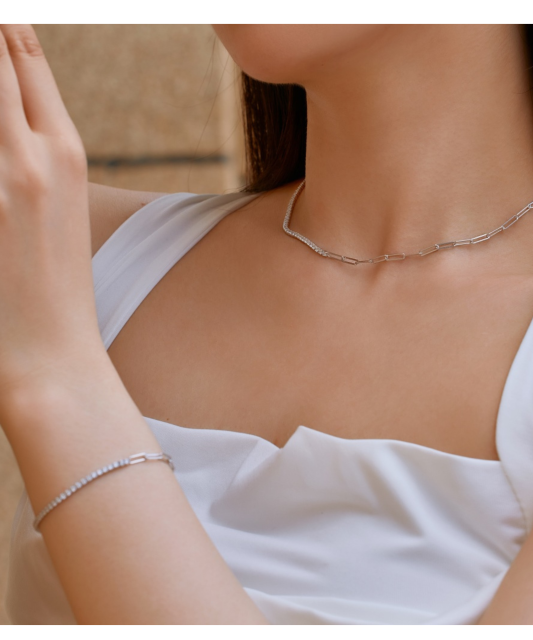 Sidabrinė grandinėlė su cirkonio pakabuku