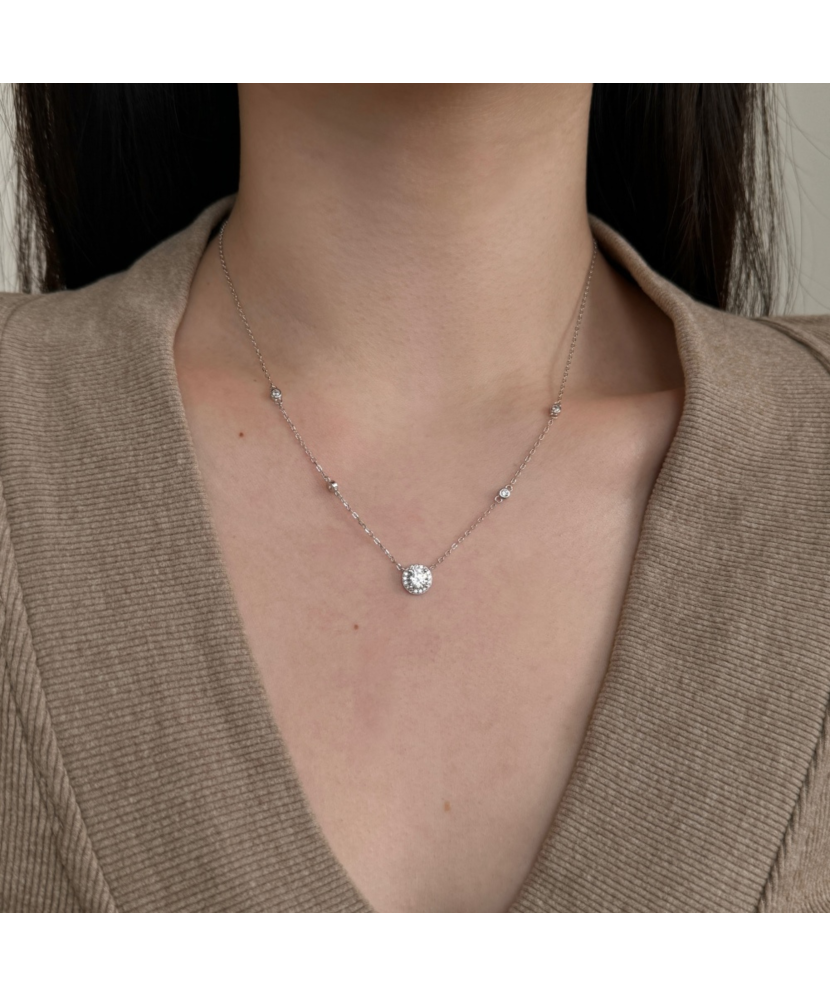 Sidabrinė grandinėlė su cirkonio pakabuku