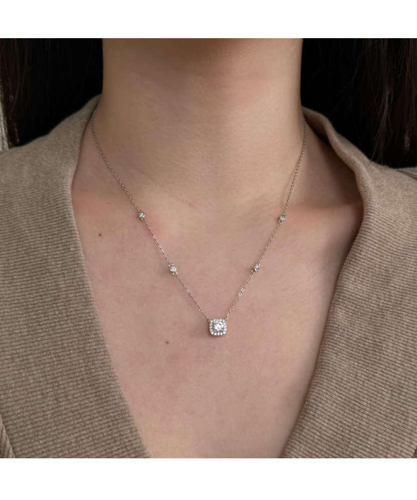 Sidabrinė grandinėlė su cirkonio pakabuku