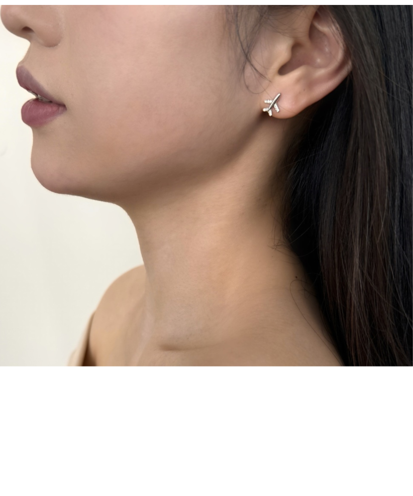 Sidabriniai auskarai su cirkoniais "Lėktuvas"