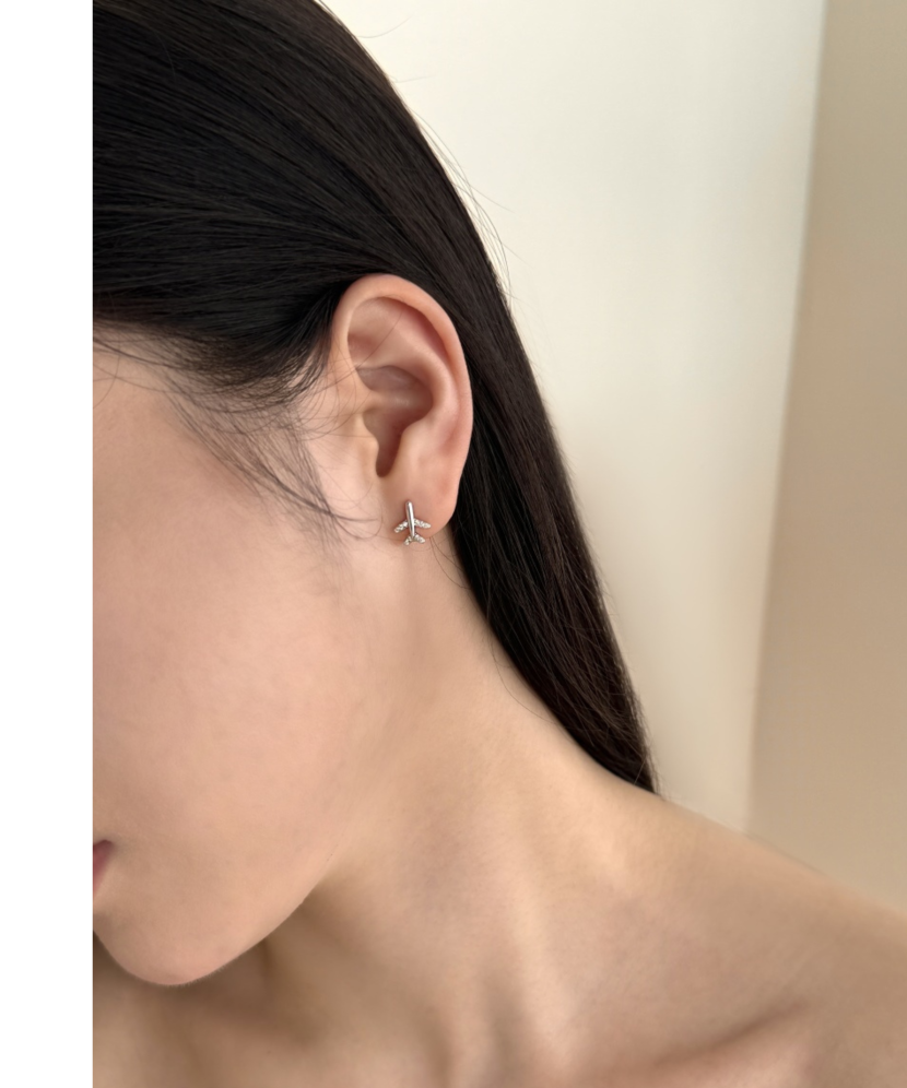 Sidabriniai auskarai su cirkoniais "Lėktuvas"