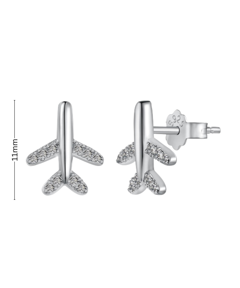 Sidabriniai auskarai su cirkoniais "Lėktuvas"