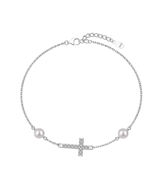 Sidabrinė apyrankė su cirkoniais ir perlais