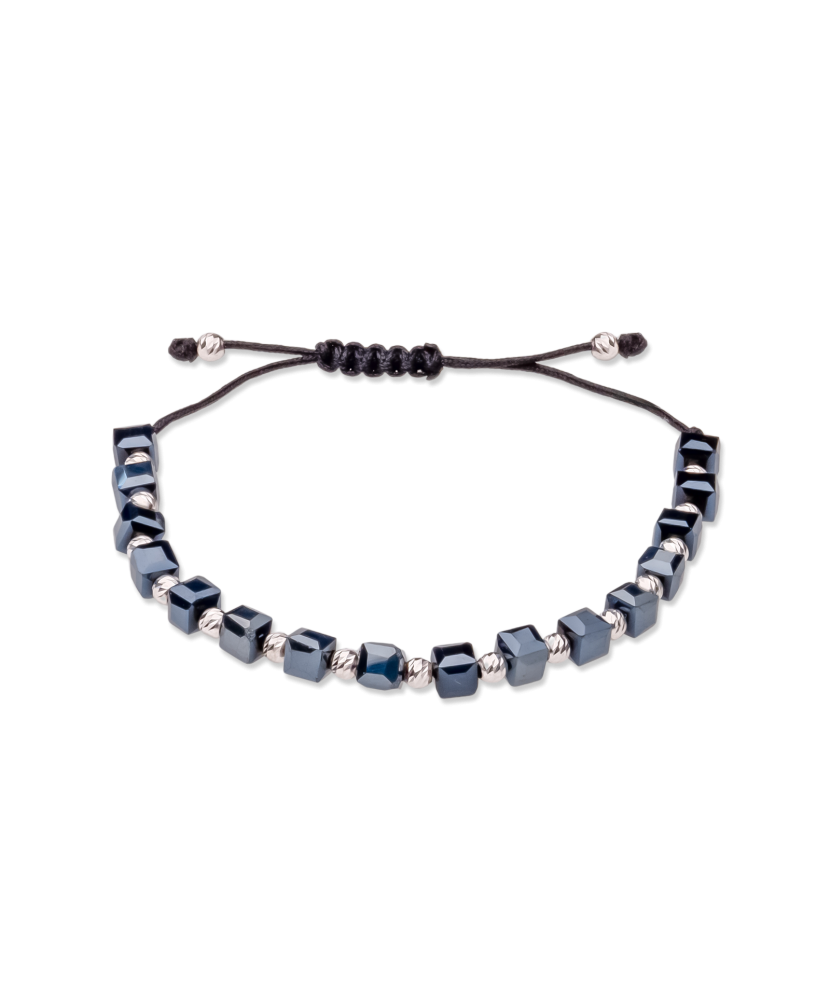 Juodo Siūlo Apyrankė Su Sidabru Ir Hematitais