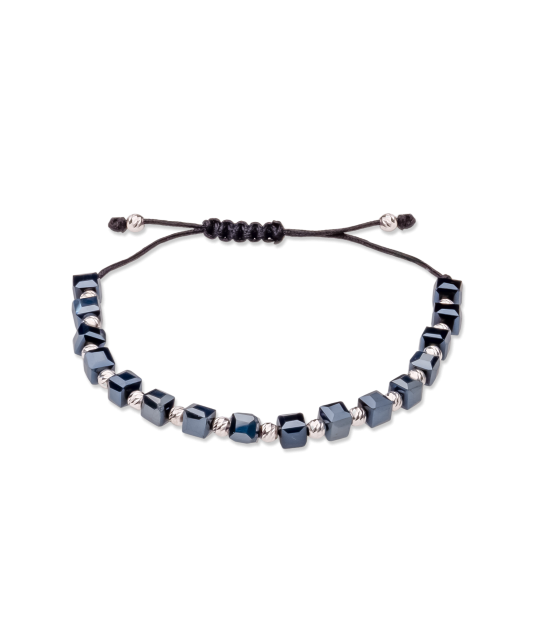 Juodo Siūlo Apyrankė Su Sidabru Ir Hematitais