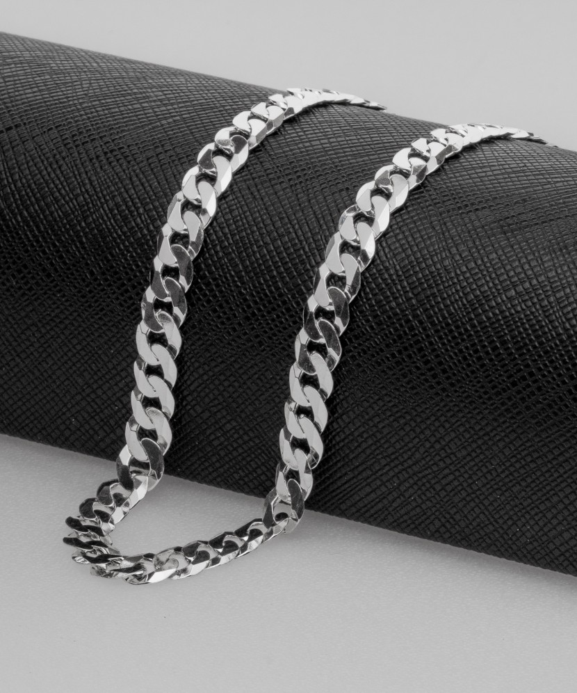 Sidabrinė grandinėlė dengta rodžiu "Curb" 6.7mm  - Goldinga