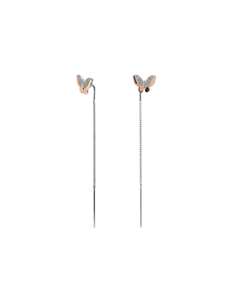 Sidabriniai auskarai dengti auksu su cirkoniais