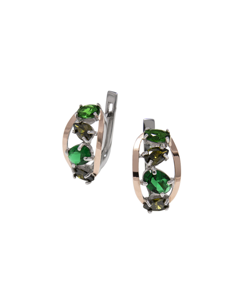 Sidabriniai auskarai dengti auksu  su cirkoniais