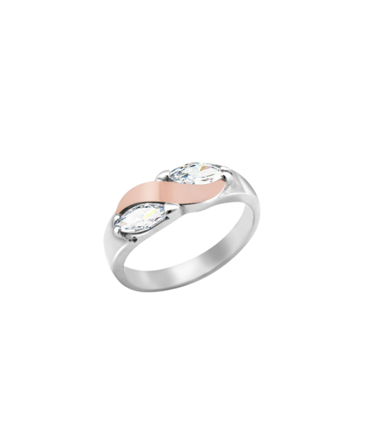 Sidabrinis žiedas dengtas auksu su cirkoniais