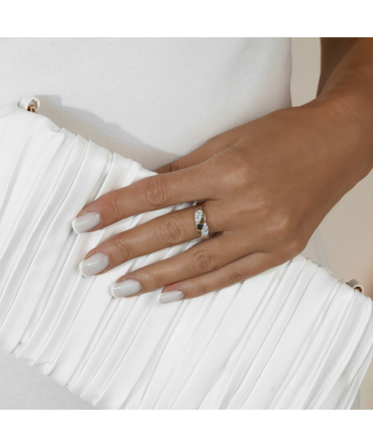 Sidabrinis žiedas dengtas auksu su cirkoniais