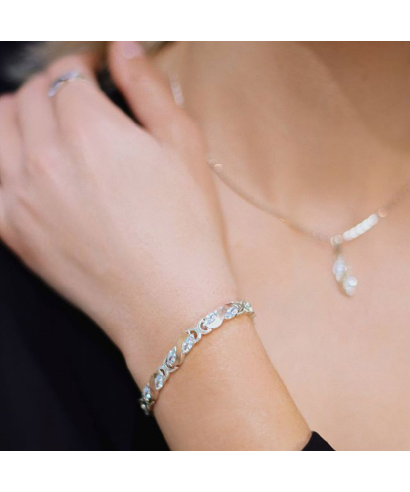 Sidabrinė apyrankė dengta auksu su cirkoniais