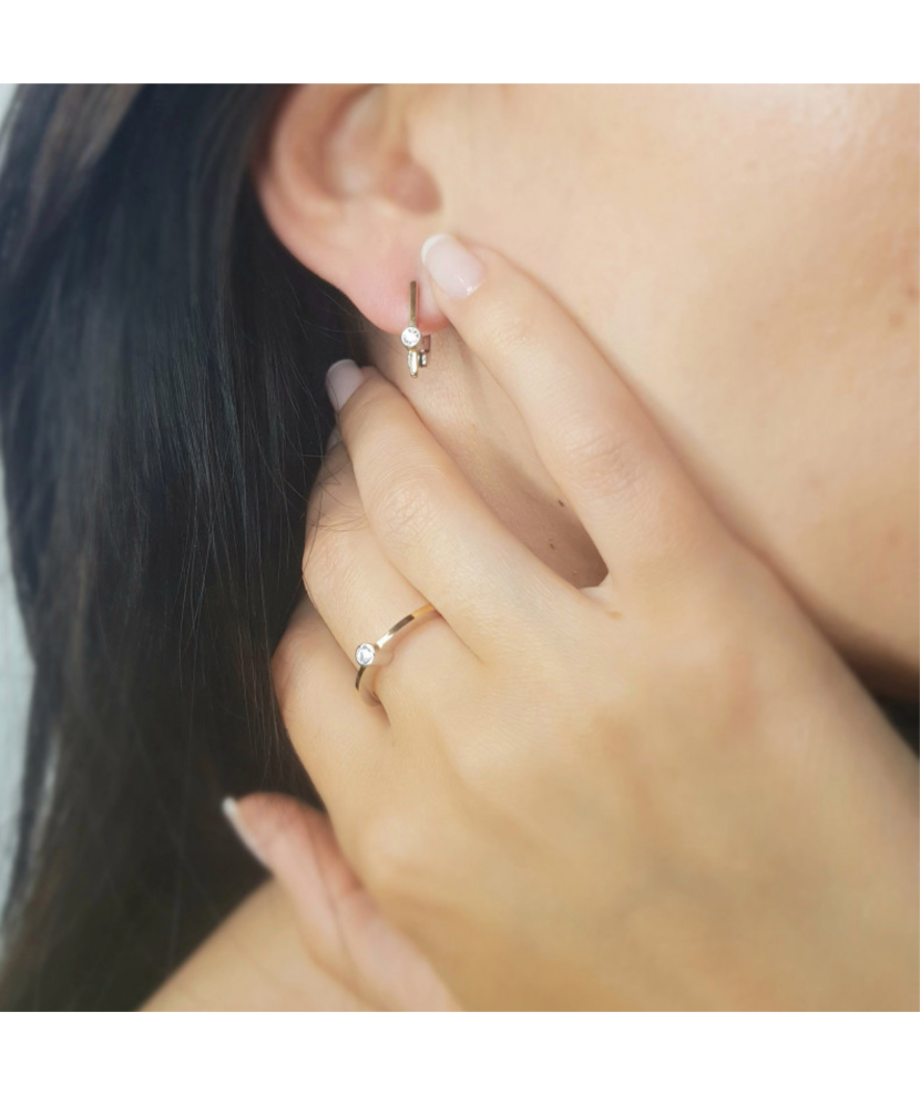 Sidabriniai auskarai dengti auksu su cirkoniais