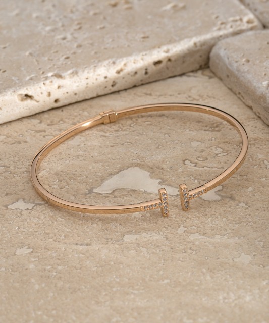 Auksinė Kieta Apyrankė su cirkoniais