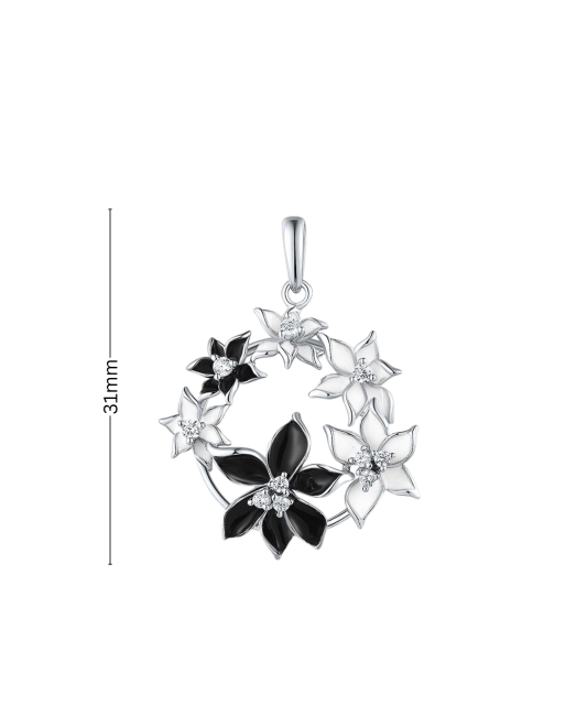 Sidabrinis pakabukas su cirkoniais ir emale