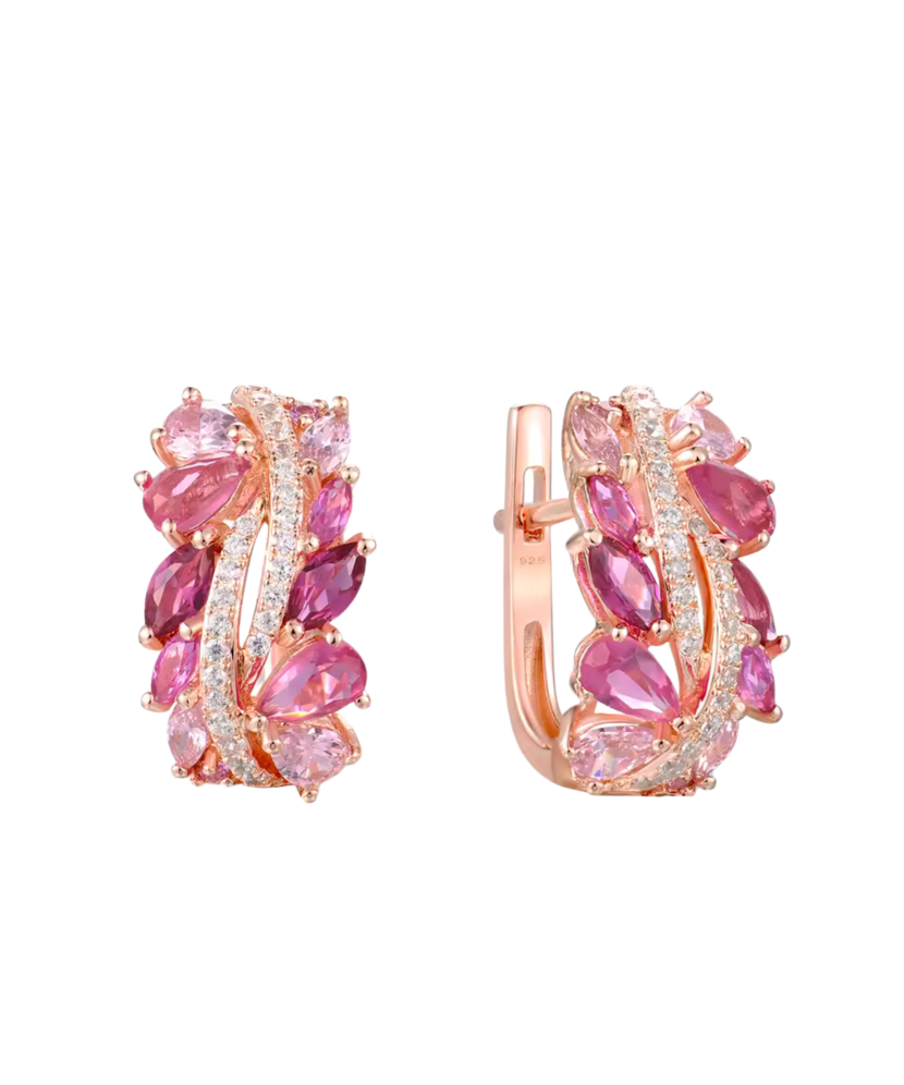 Paauksuoti Sidabriniai auskarai su nano safyrais ir cirkoniais