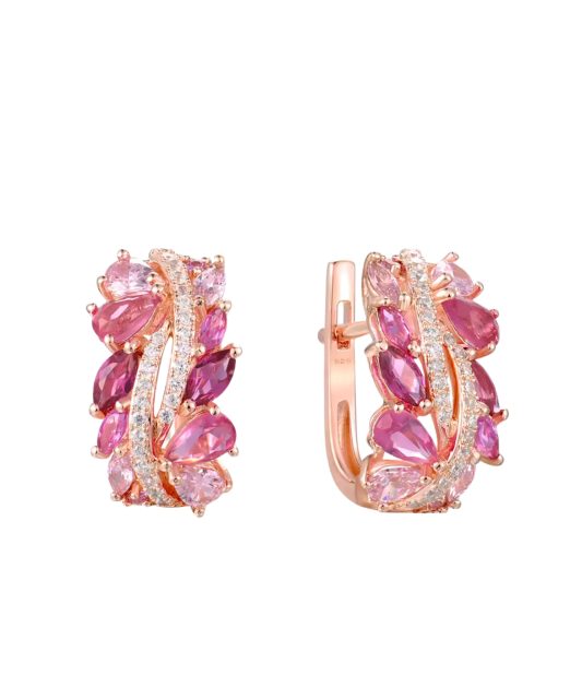 Paauksuoti Sidabriniai auskarai su nano safyrais ir cirkoniais