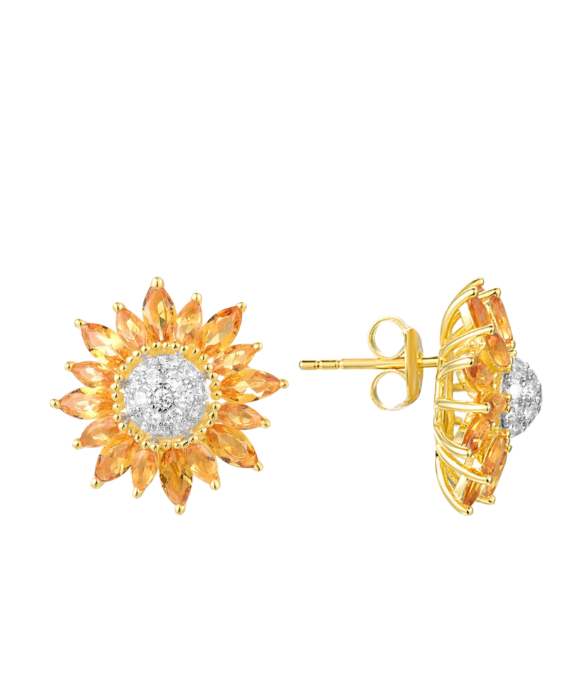 Paauksuoti Sidabriniai auskarai su špineliais ir cirkoniais