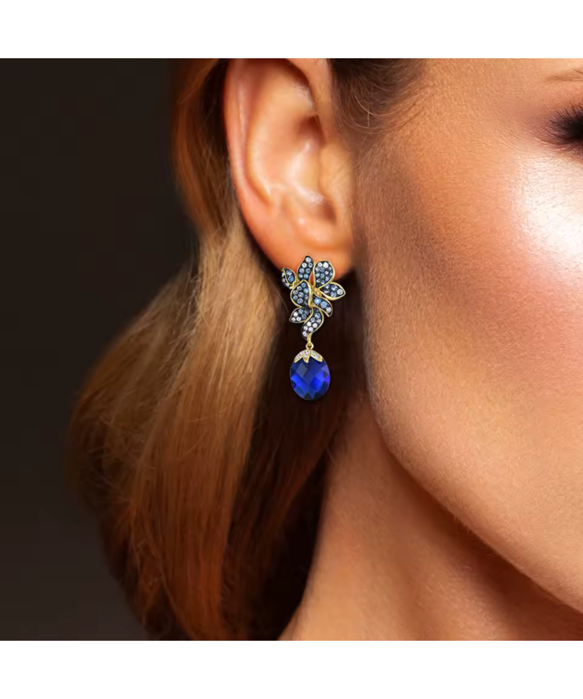 Paauksuoti Sidabriniai auskarai su špineliais ir cirkoniais