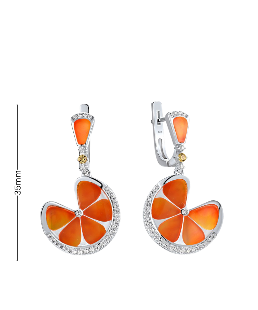 sidabriniai auskarai su cirkoniais ir emale