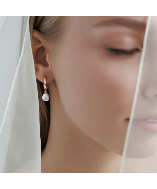 Paauksuoti Sidabriniai auskarai su Keshi perlais