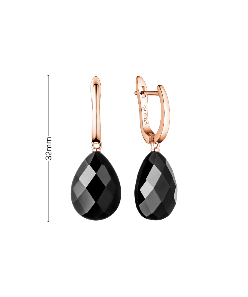 Paauksuoti Sidabriniai auskarai su oniksu