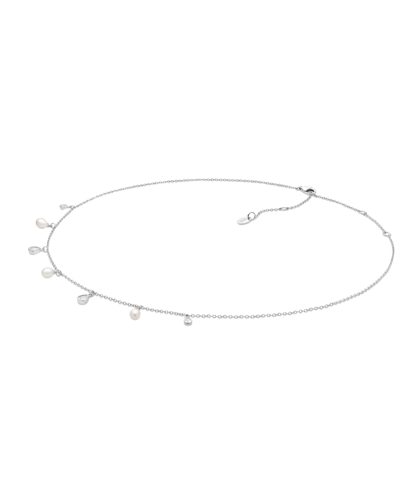 Sidabrinė Grandinėlė Su Perlo Pakabuku Ir Cirkoniais