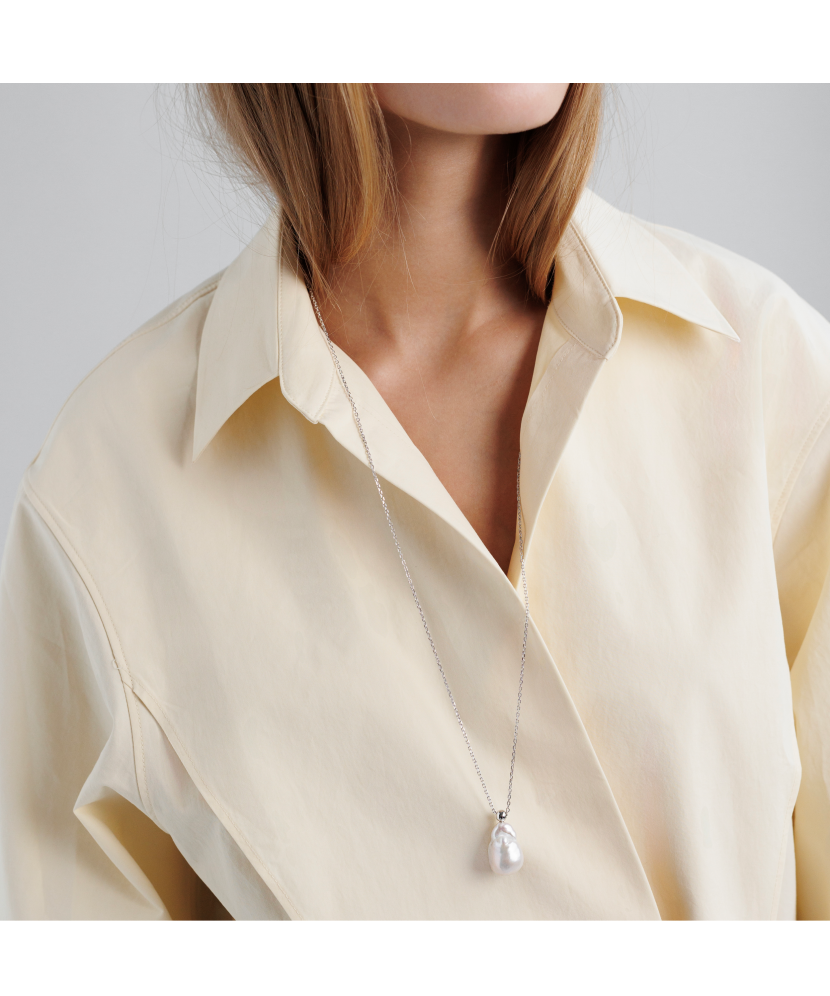 Sidabrinė grandinėlė su Kasumi perlu