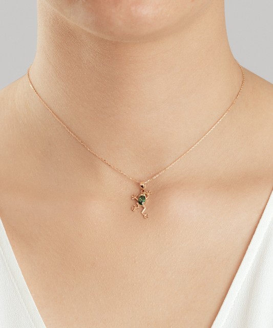 Auksinis pakabukas su cirkoniu "Varlė"