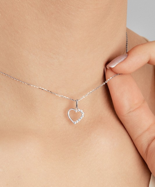 Balto aukso pakabukas su cirkoniais "Širdelė"