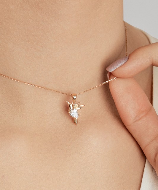 Auksinis pakabukas su cirkoniu "Kolibris"