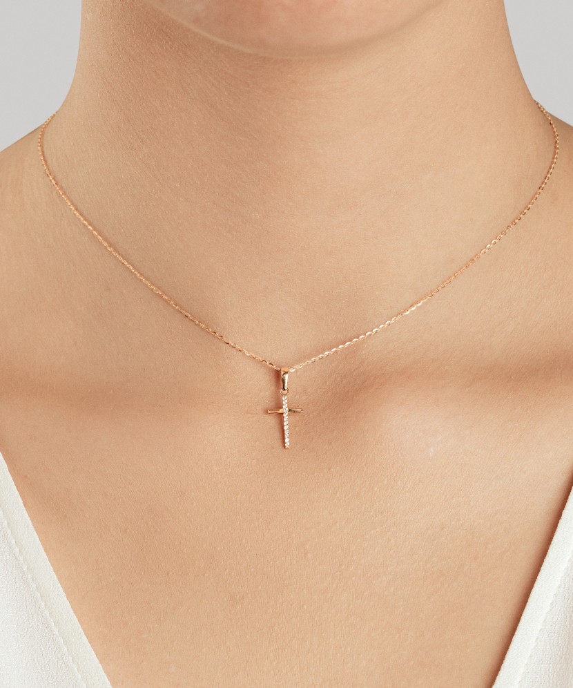 Auksinis pakabukas su cirkoniais "Kryželis"