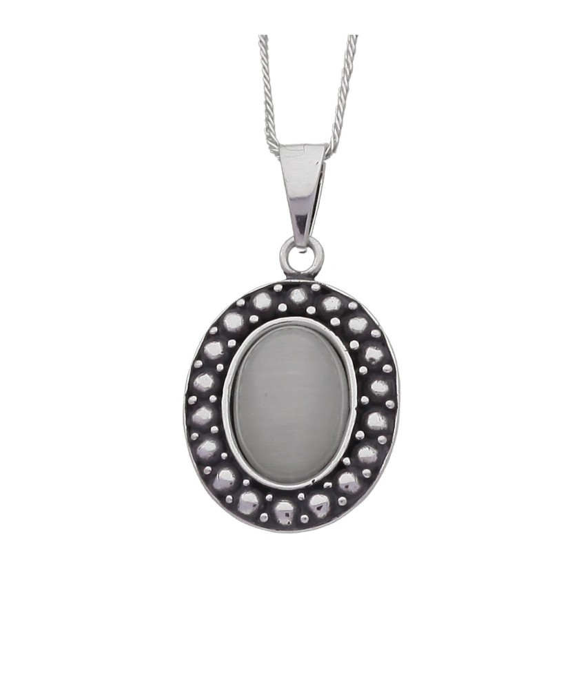 Sidabrinis pakabukas su katės akies akmeniu - Sidabriniai pakabukai - Goldinga