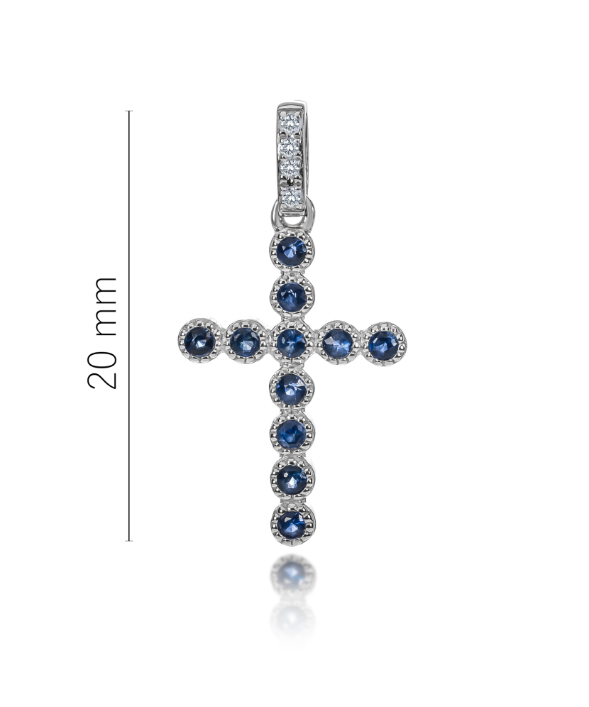 Balto aukso pakabukas su safyrais "Kryželis"