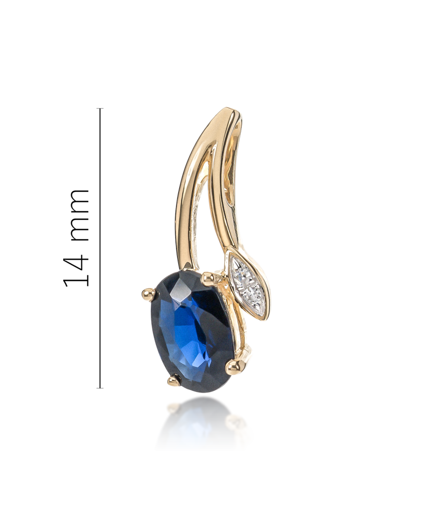 Geltono aukso pakabukas su deimantais ir safyrais