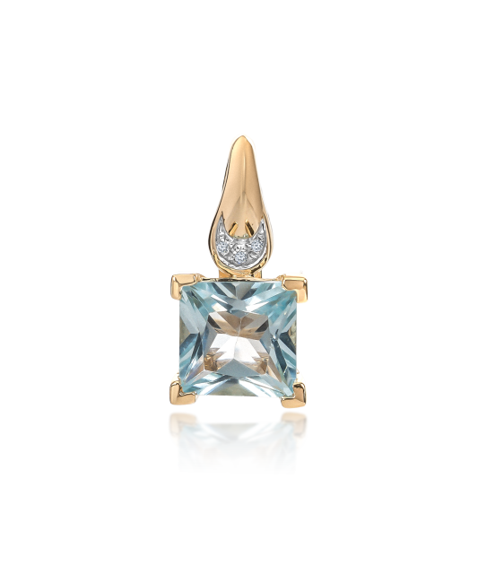 Geltono aukso pakabukas su deimantais ir topazu