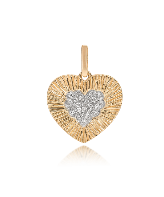 Geltono aukso pakabukas su deimantais "Širdelė"
