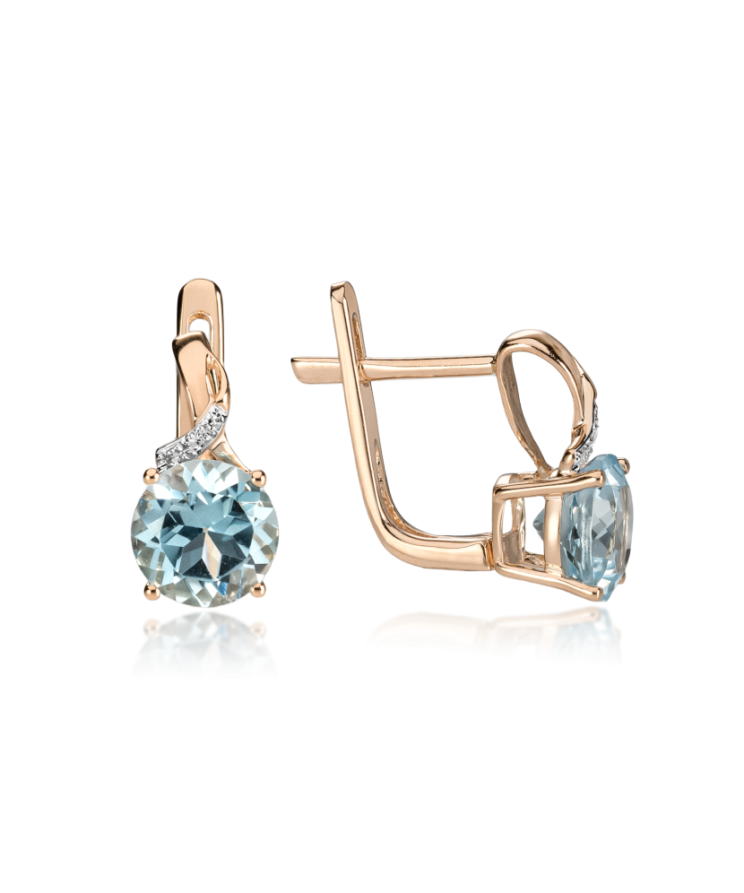 Auksiniai auskarai su deimantais ir topazais