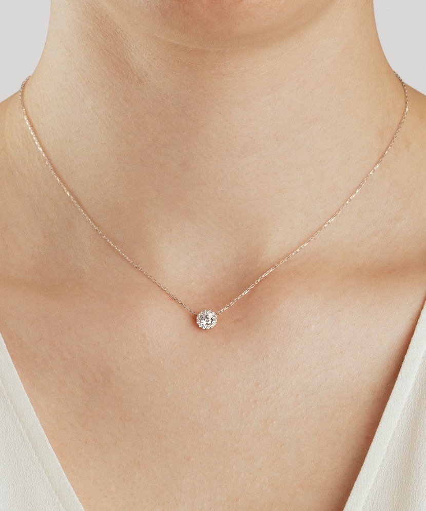 Balto aukso grandinėlė su cirkonio pakabuku  - Goldinga