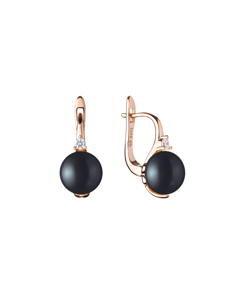 Paauksuoti Sidabriniai auskarai su perlais ir cirkoniais  - Goldinga