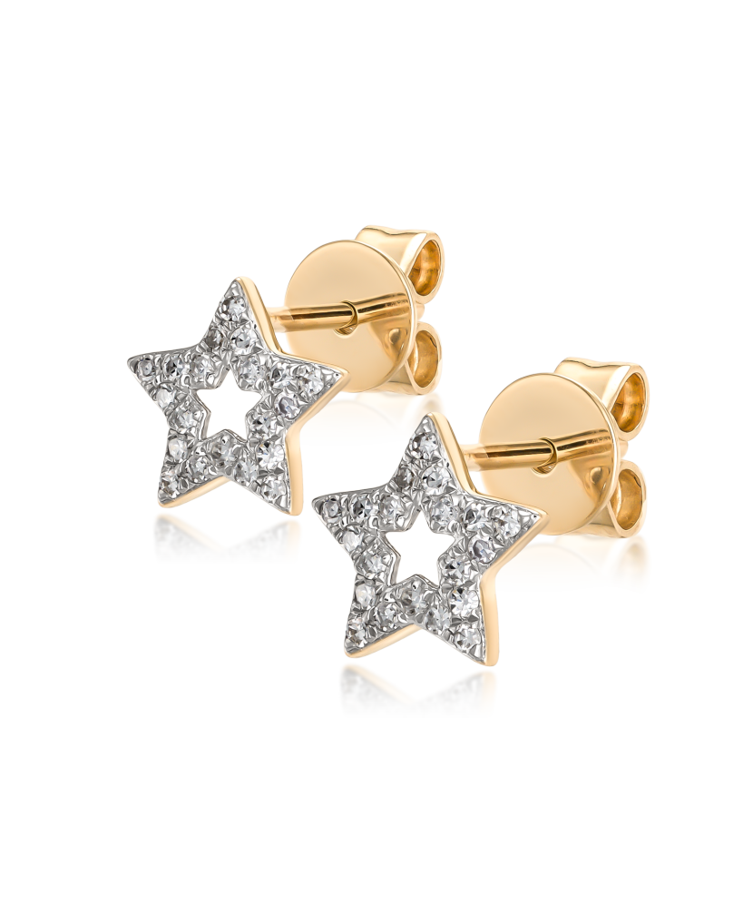 Geltono aukso auskarai su deimantais