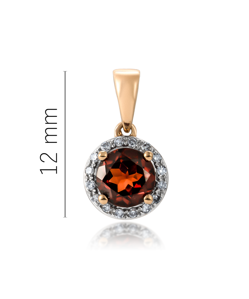 Auksinis pakabukas su granatu ir deimantais