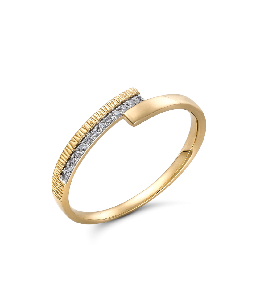 Geltono aukso žiedas su deimantais