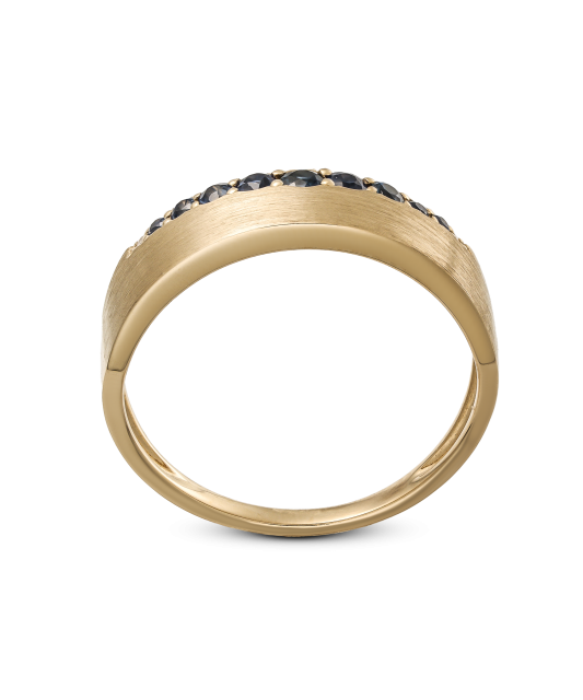 Geltono aukso žiedas su safyrais ir deimantais