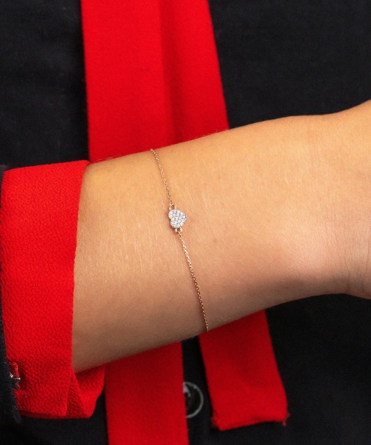 Auksinė apyrankė su deimantais "Širdelė"