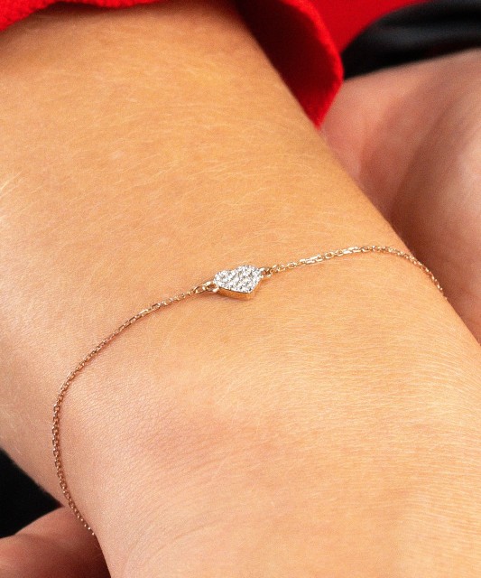 Auksinė apyrankė su deimantais "Širdelė"