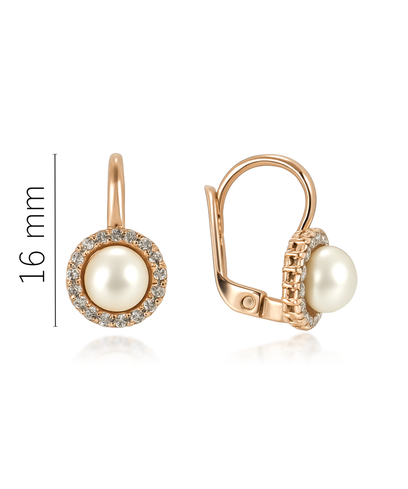 Auksiniai auskarai su perlais ir cirkoniais