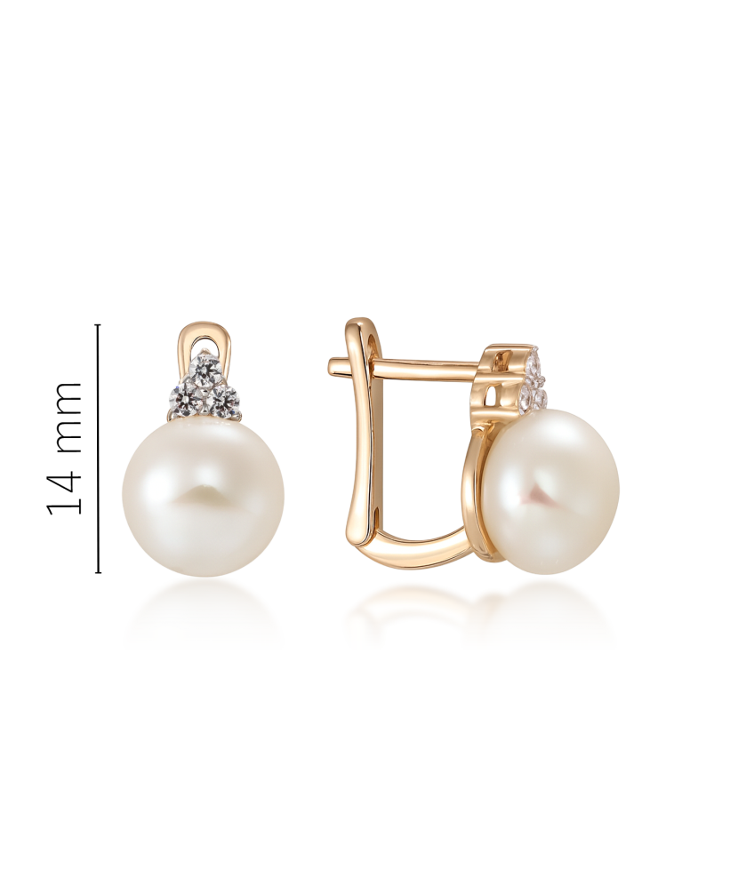 Auksiniai auskarai su perlais ir cirkoniais