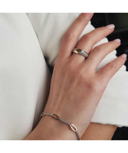 Sidabrinė apyrankė dengta auksu su cirkoniais