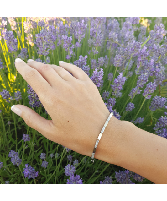 Sidabrinė apyrankė dengta auksu su cirkoniais